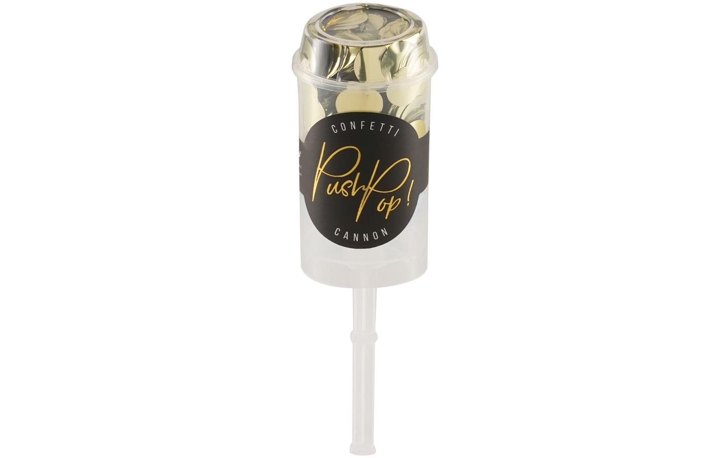 Partydeco Konfettikanone Push-Pop Ø 15 mm, 1 Stück, Gold