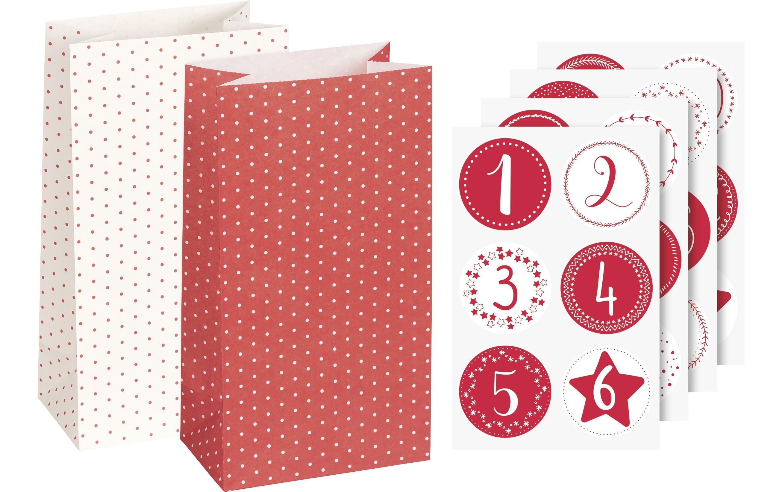 Heyda Adventskalender Set 18 x 9.7 x 6 cm, Rot/Weiss