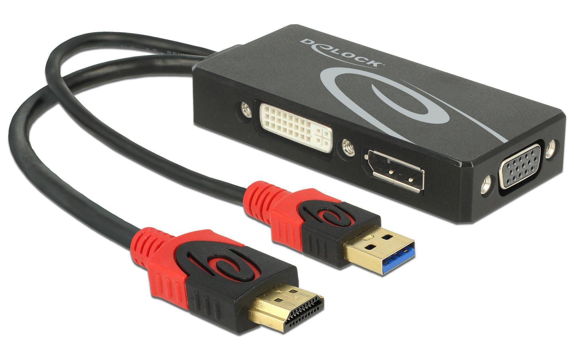 Delock Adapter 4K, 30HZ HDMI/USB 2.0 - DVI-D/VGA/DisplayPort