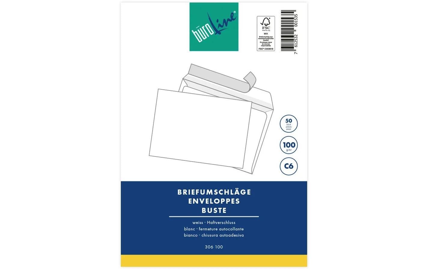 Büroline Couvert C6 Blister Weiss, 50 Stück Büroline Couvert C6 Blister Weiss, 50 Stück