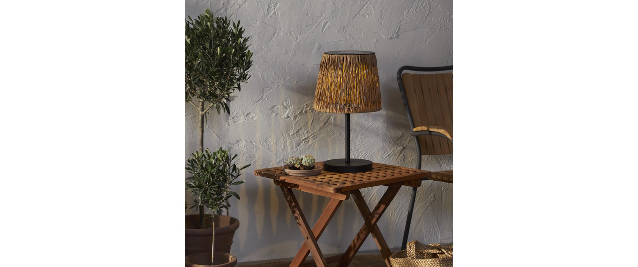 Star Trading Tischleuchte Solar Cesta, 48 cm, Braun/Schwarz