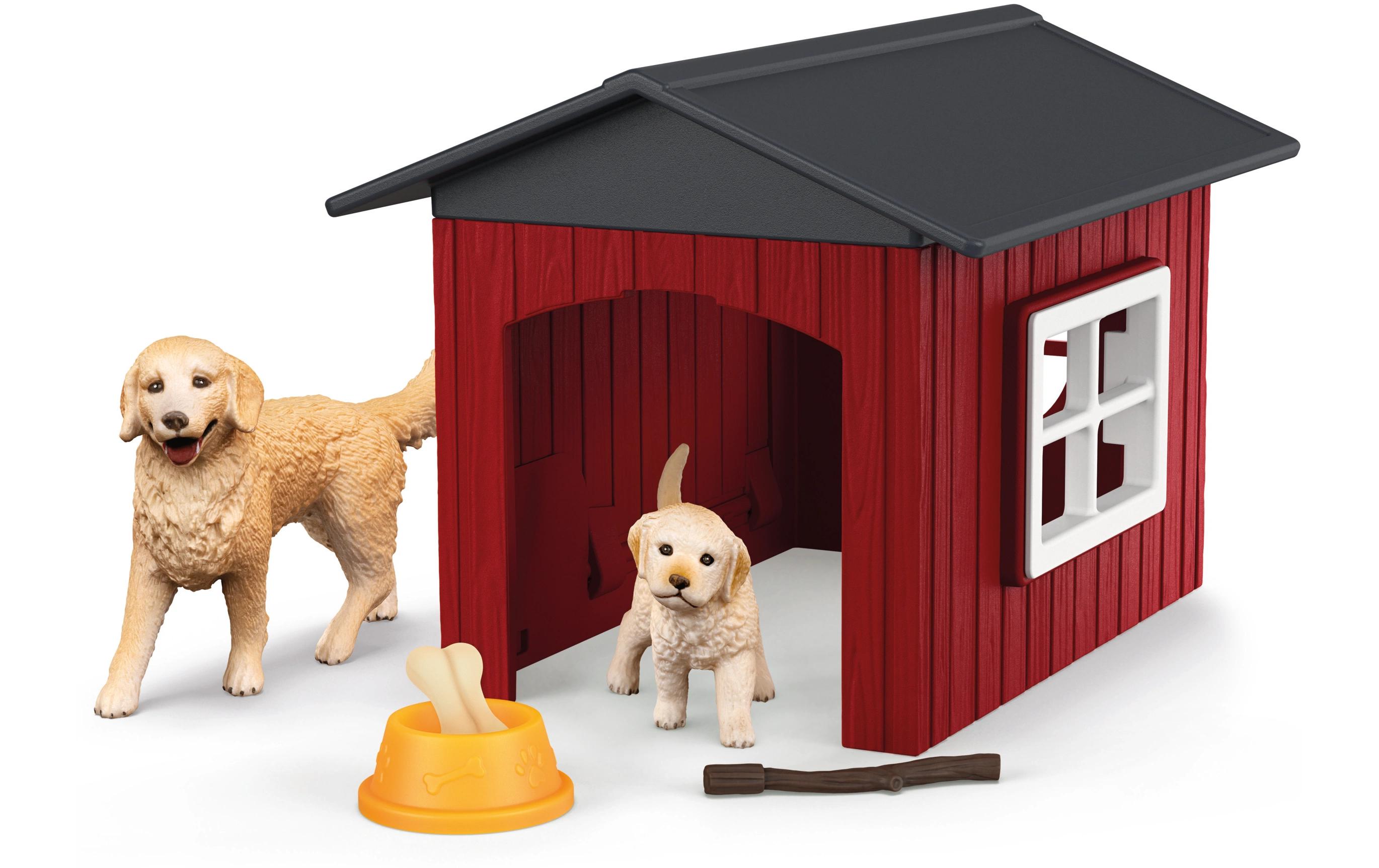 Schleich Spielfigurenset Farm World Hundehütte mit Goldenretrievern