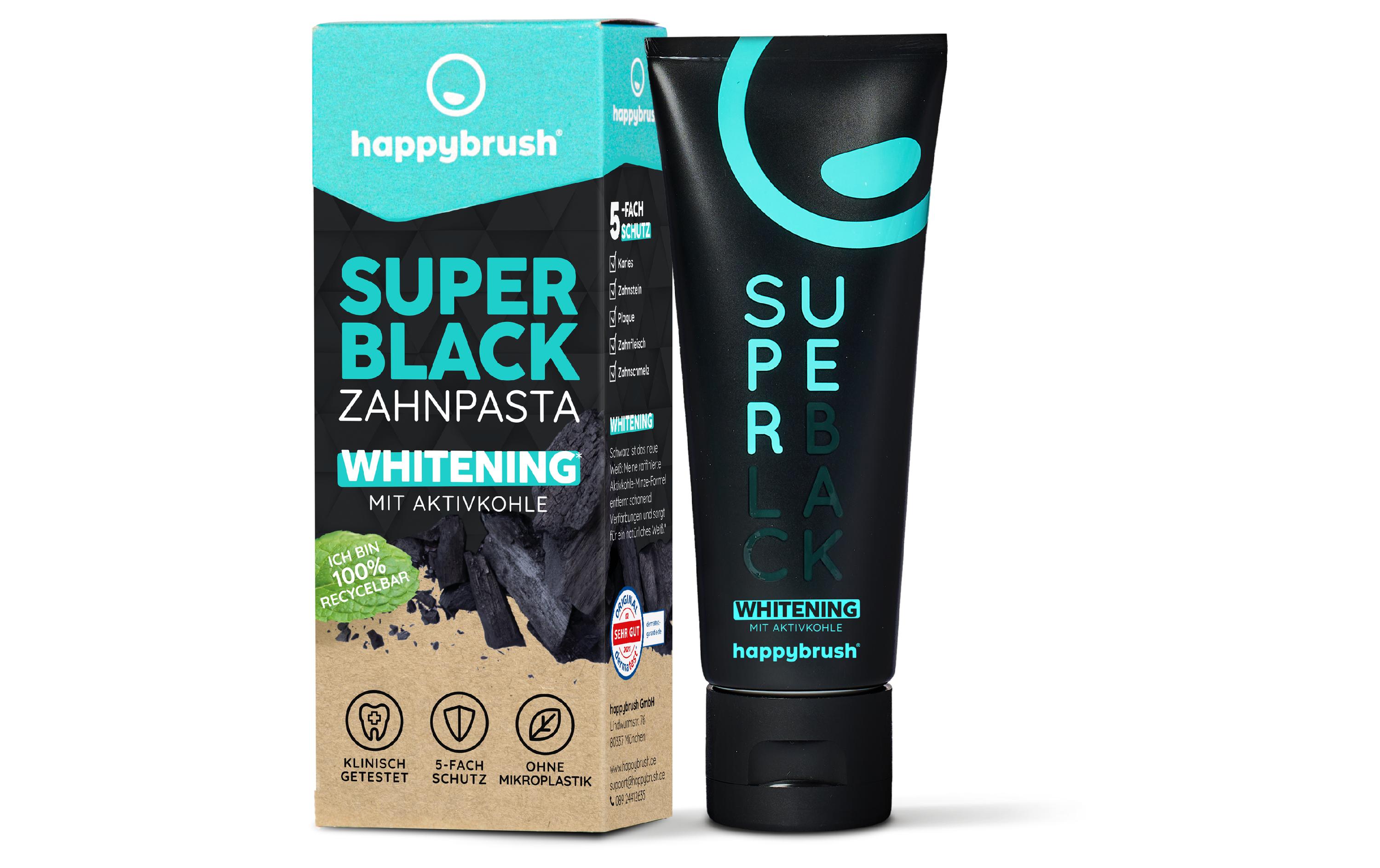 happybrush Zahnpasta SuperBlack, 75 ml