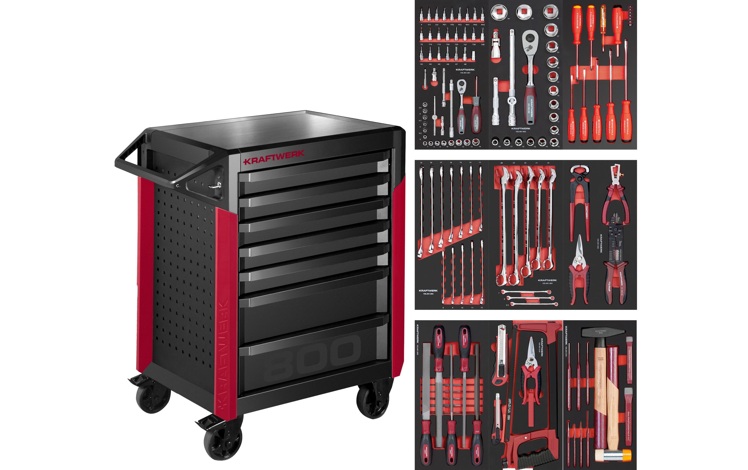 Kraftwerk Werkstattwagen PT800, 7 Schubladen, PB, 151-teilig Kraftwerk Werkstattwagen PT800, 7 Schubladen, PB, 151-teilig