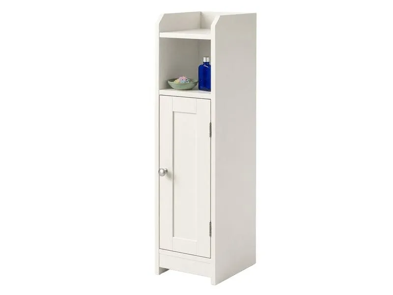 relaxdays Badschrank 18 x 80 cm, Weiss/Silber relaxdays Badschrank 18 x 80 cm, Weiss/Silber