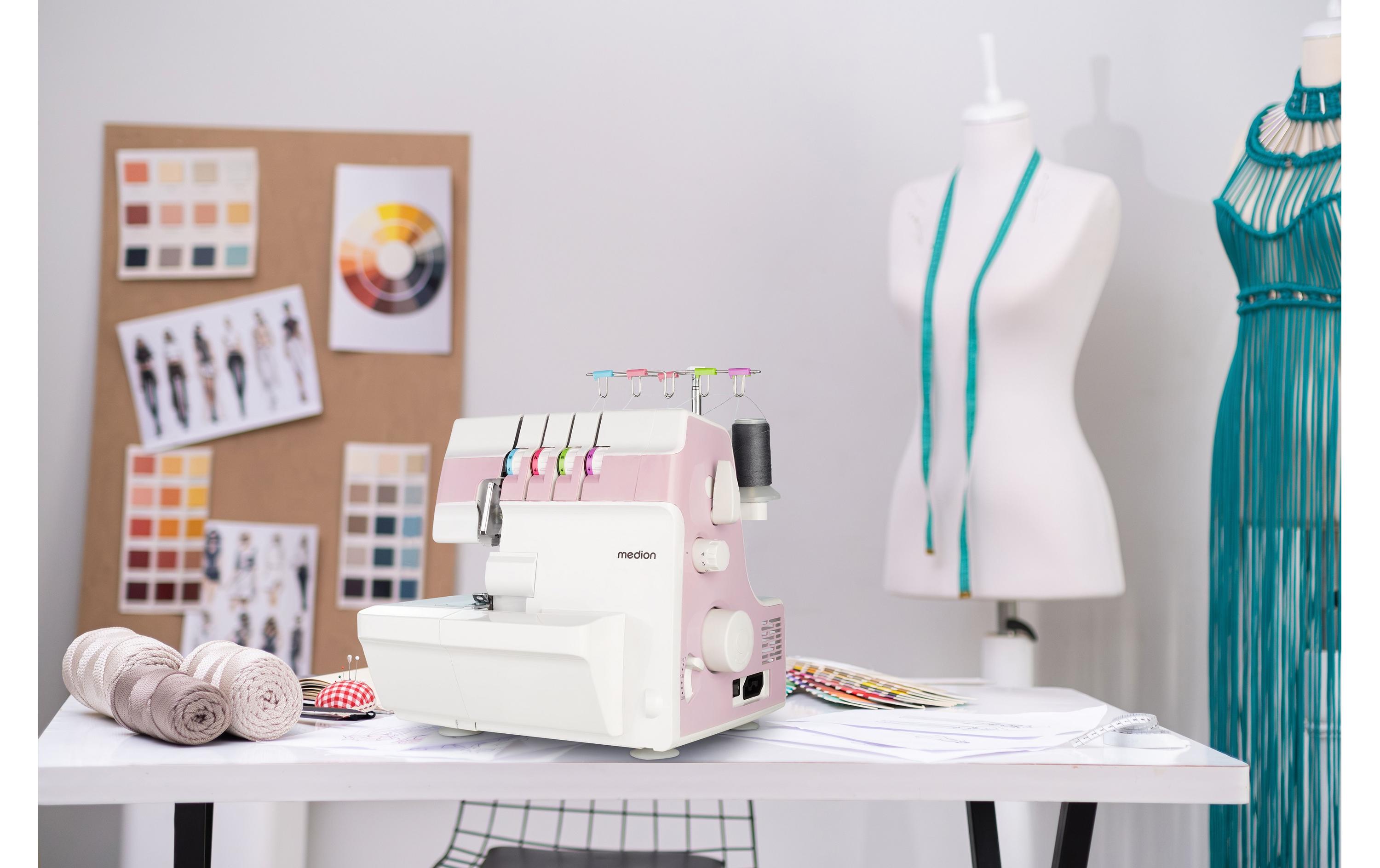 Medion Nähmaschine Life Overlock SO90 Weiss/Rosa