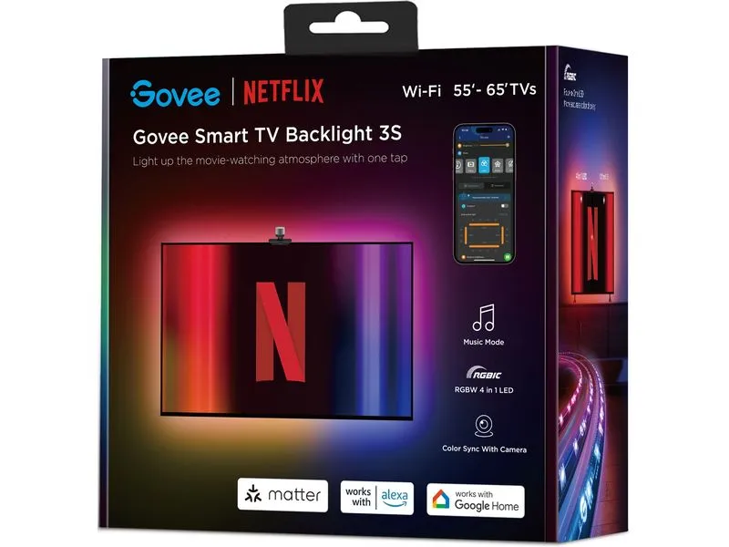 Govee Envisual TV Backlight 3S Netflix Version, RGBICW, 55-65