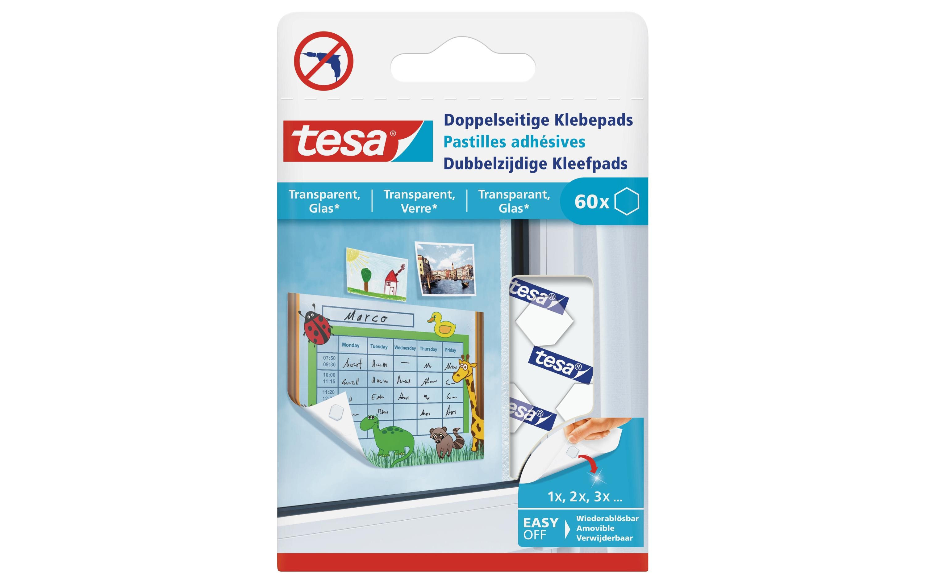 tesa Doppelseitige Klebepads für transparente Flächen tesa Doppelseitige Klebepads für transparente Flächen