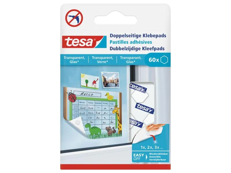 tesa Doppelseitige Klebepads für transparente Flächen tesa Doppelseitige Klebepads für transparente Flächen