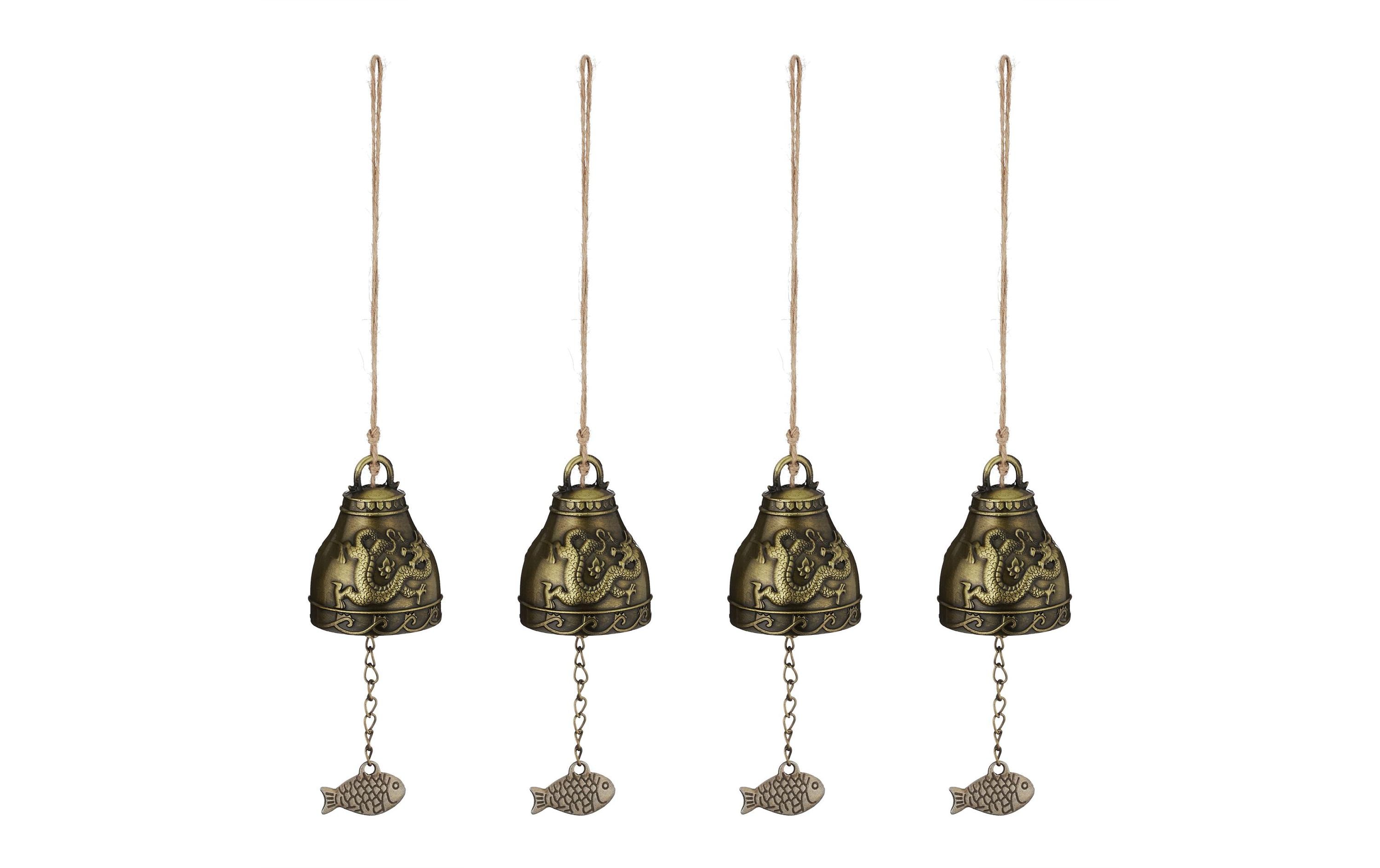 relaxdays Windspiel Feng-Shui 4 Stück, Gold