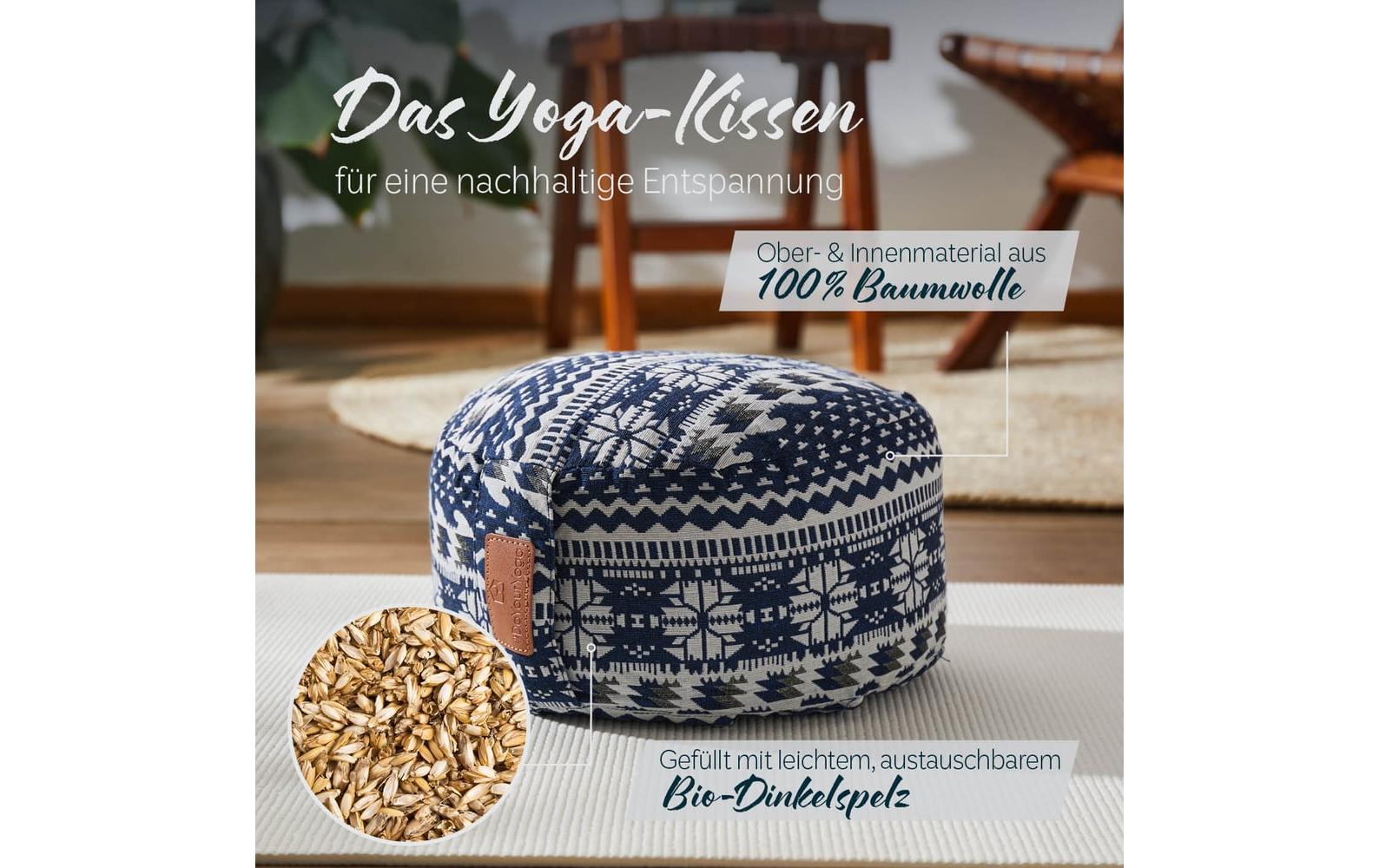 DoYourYoga Yoga-Kissen Vishnu Dinkelspelz, Blau/Weiss DoYourYoga Yoga-Kissen Vishnu Dinkelspelz, Blau/Weiss