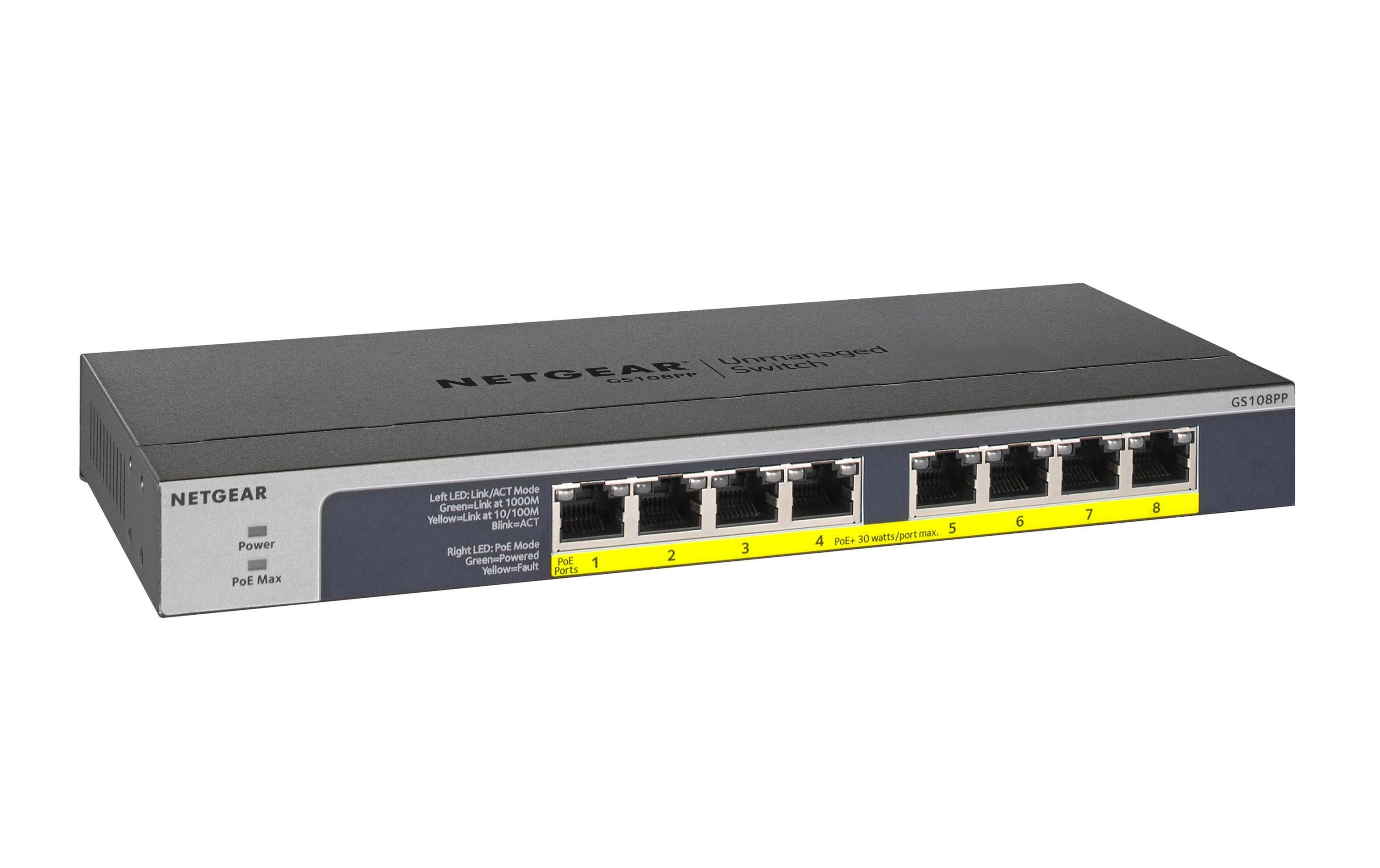 Netgear PoE+ Switch GS108PP 8 Port