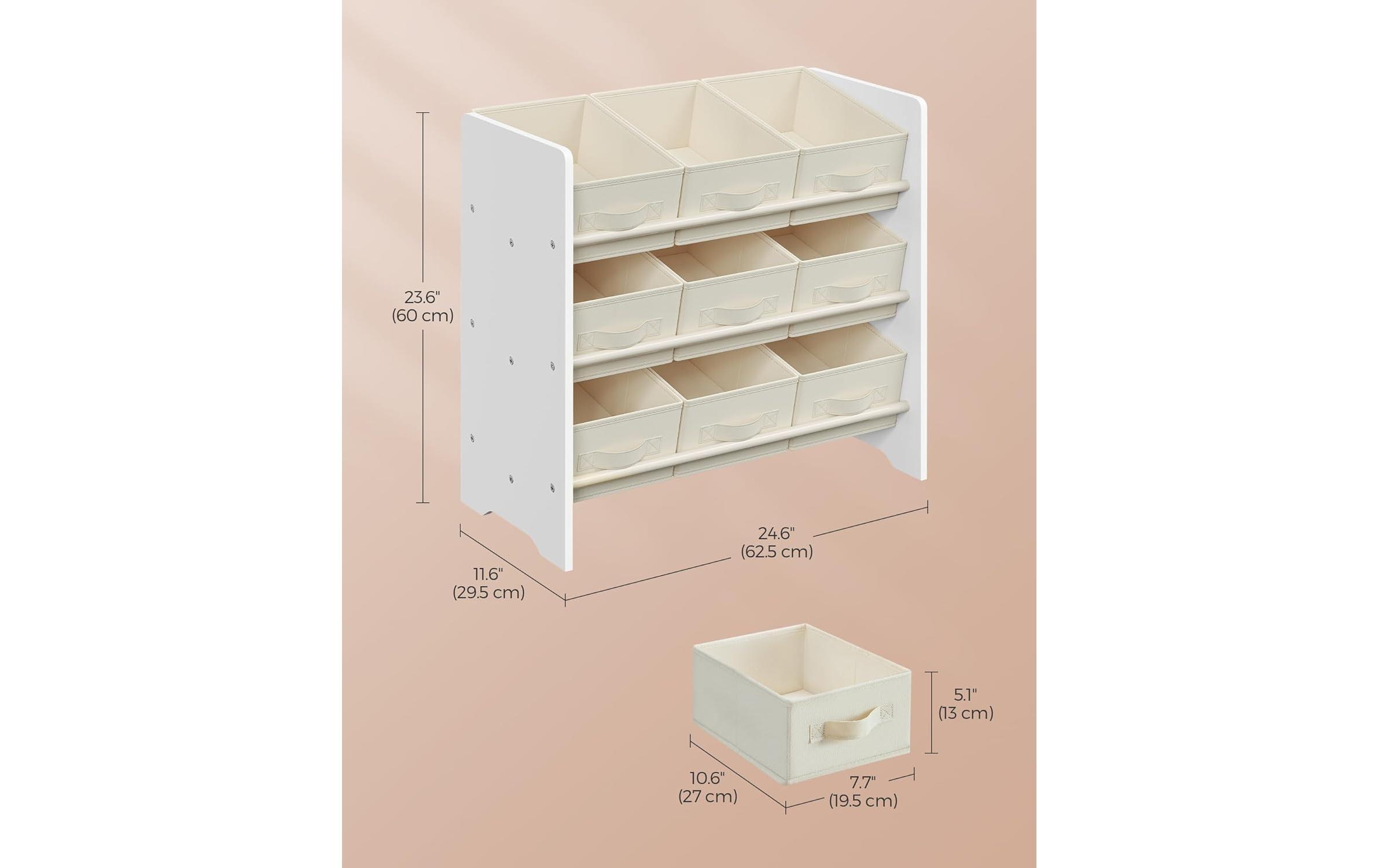 Songmics Ablageregal mit 9 Boxen 62.5 cm x 60 cm, Weiss Songmics Ablageregal mit 9 Boxen 62.5 cm x 60 cm, Weiss