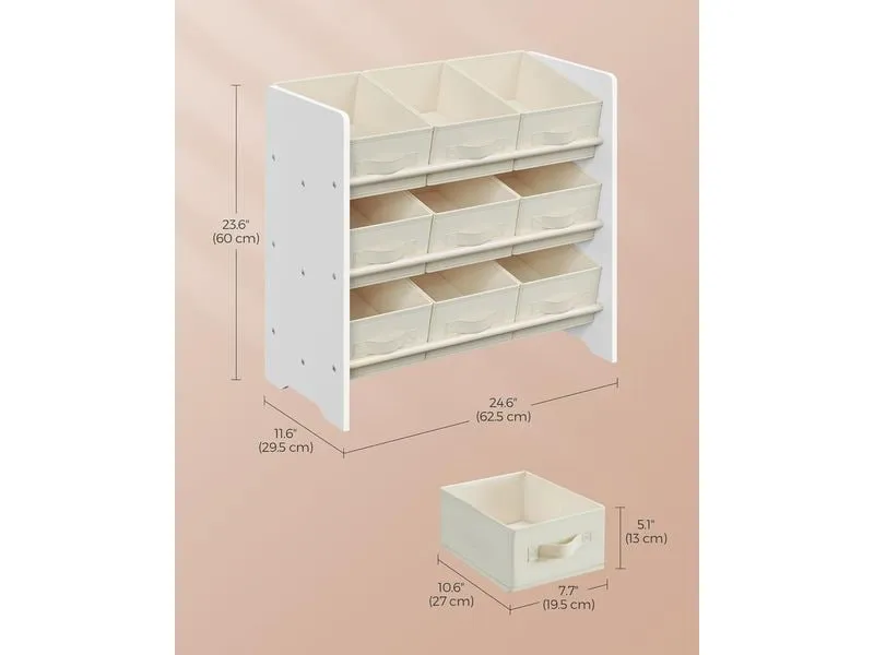 Songmics Ablageregal mit 9 Boxen 62.5 cm x 60 cm, Weiss