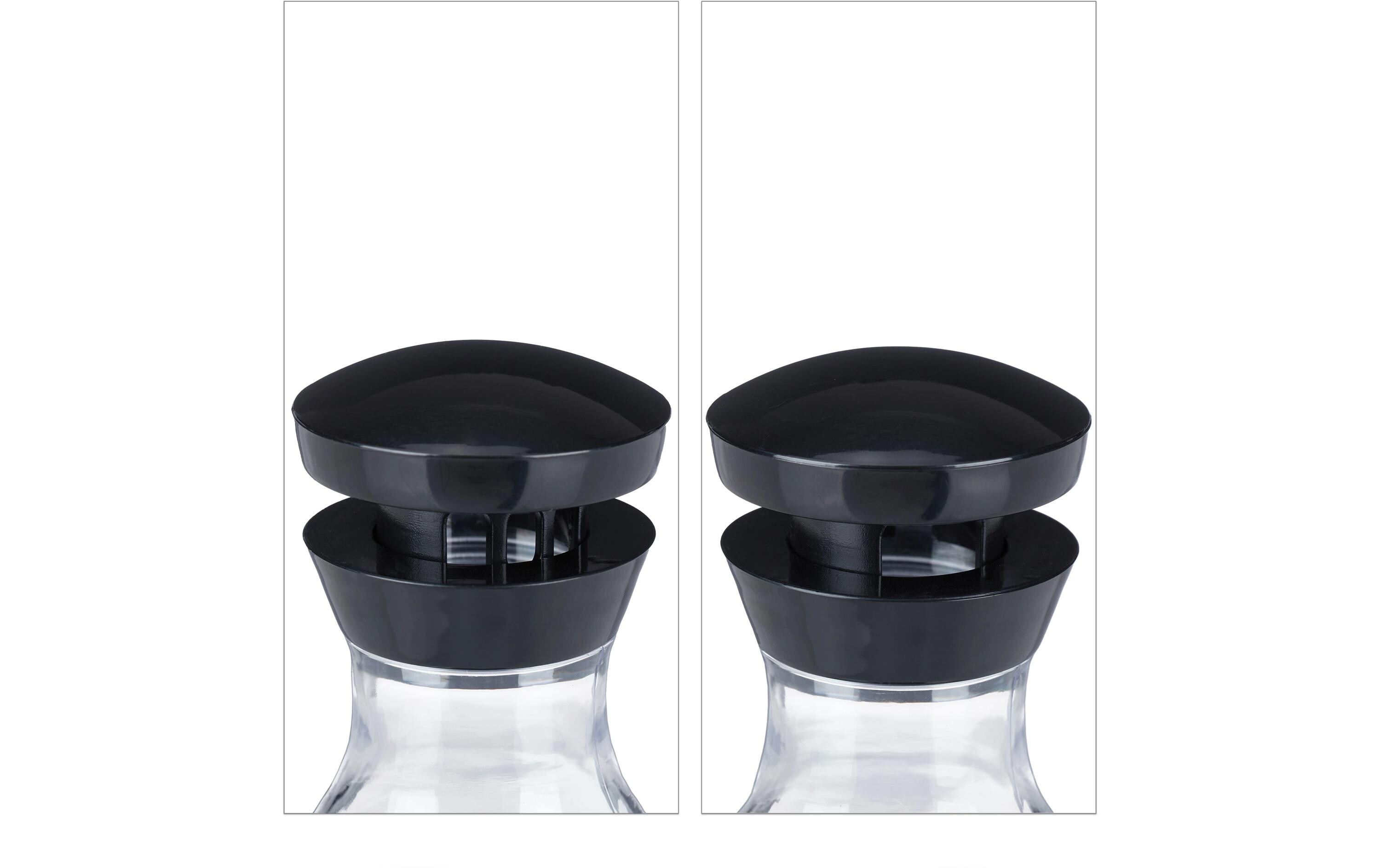 relaxdays Gewürzkarussell 16er Set Schwarz/Transparent