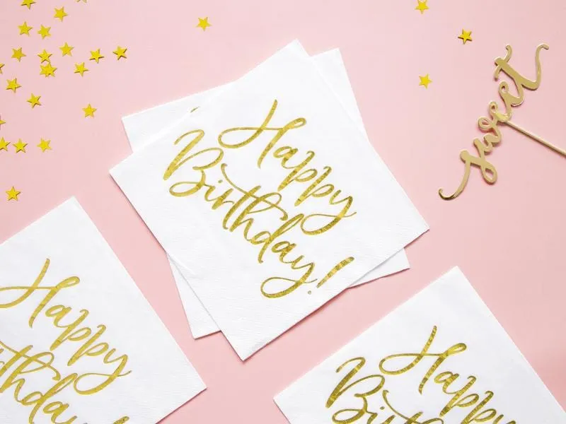 Partydeco Papierservietten Happy Birthday 33 cm x 33 cm, 20 Stück