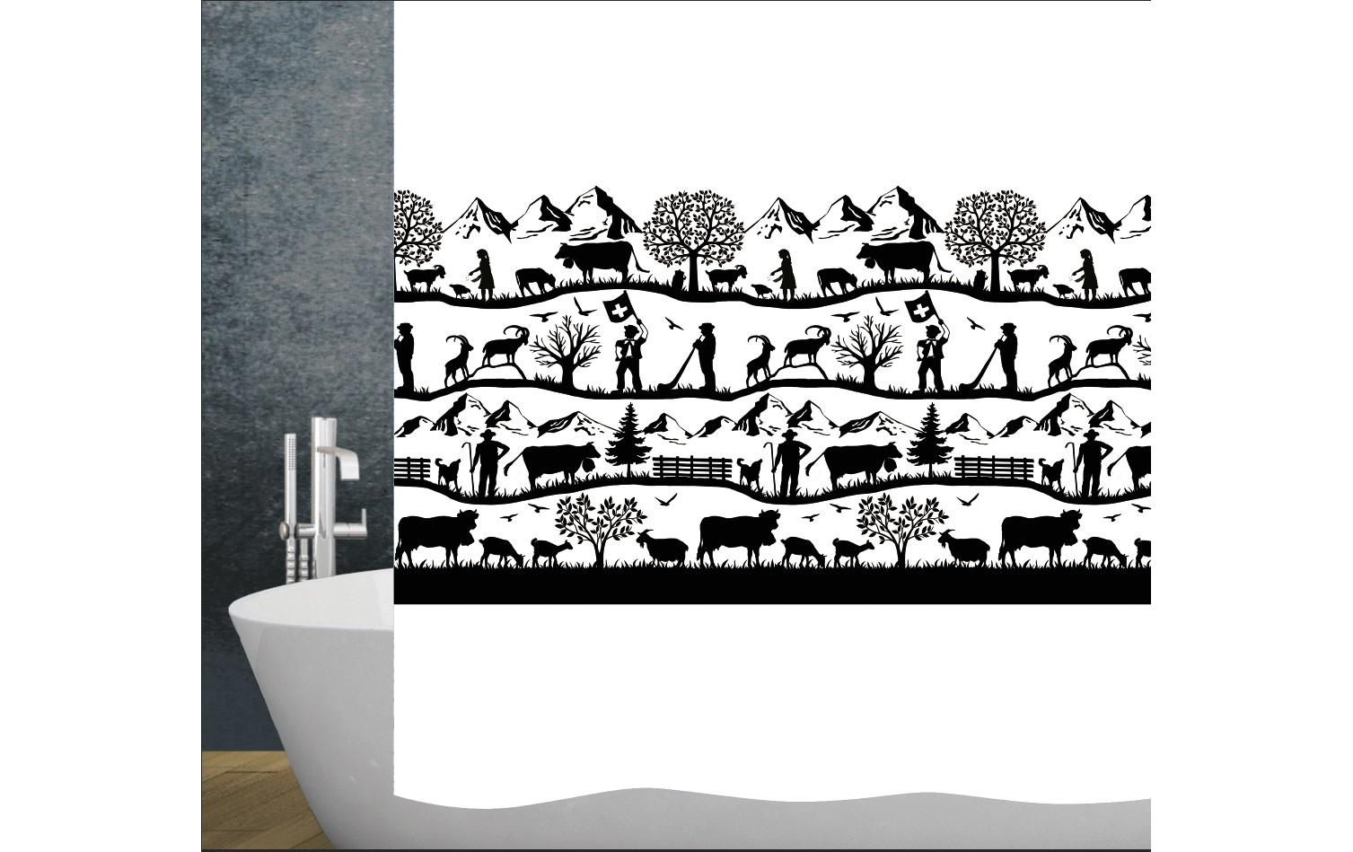 diaqua® Duschvorhang Swiss Dreams 120 x 200 cm, Schwarz/Weiss