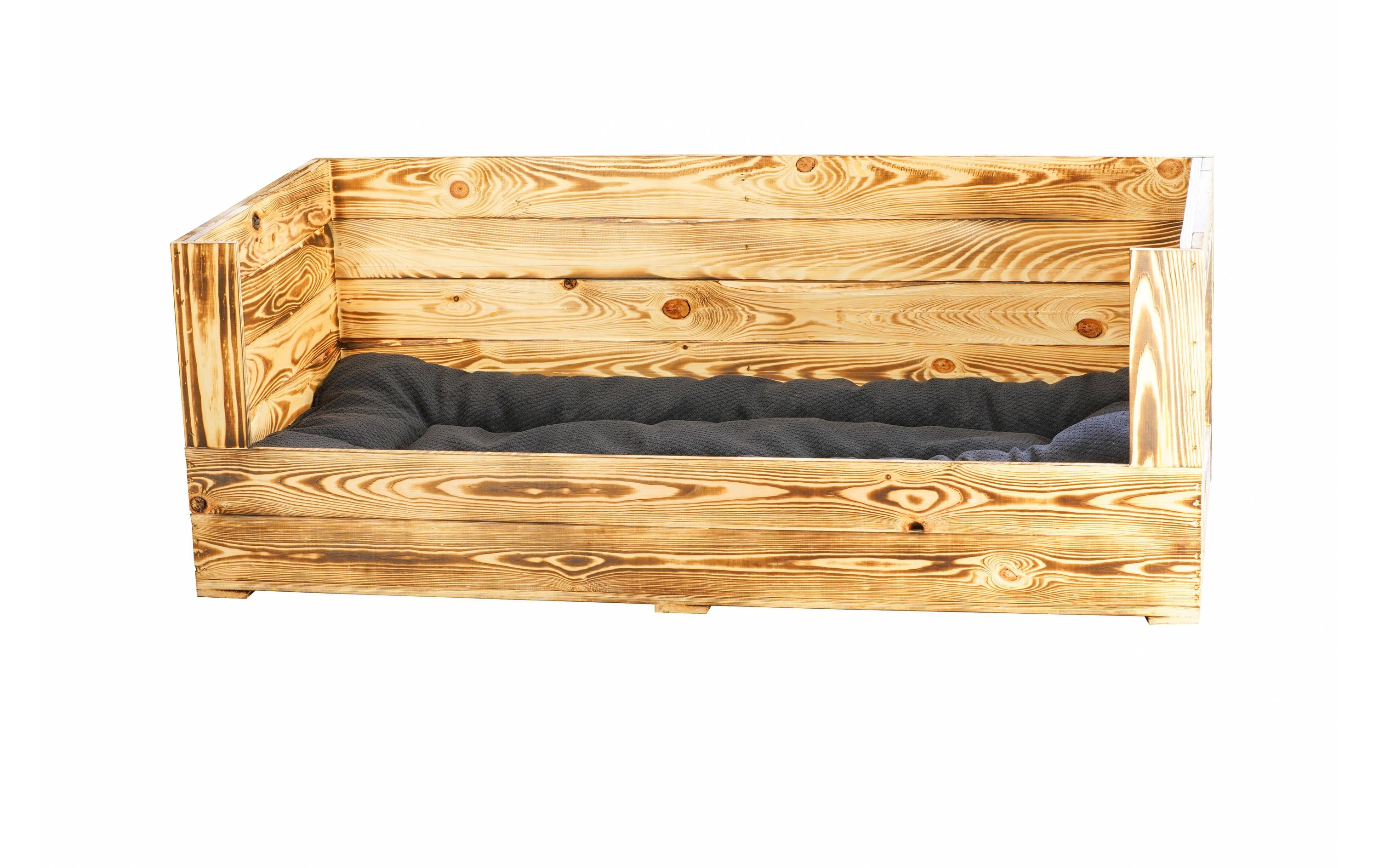 Holz Zollhaus Hunde-Sofa Vintage geflammt XXL, 115 x 55 x 42 cm