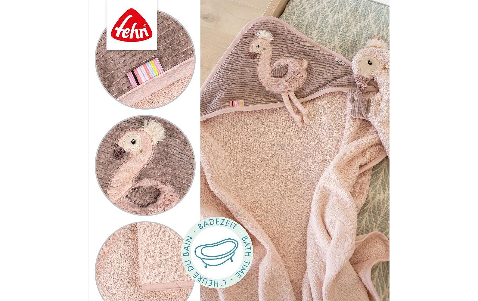 fehn Kapuzenbadetuch Flamingo Rose