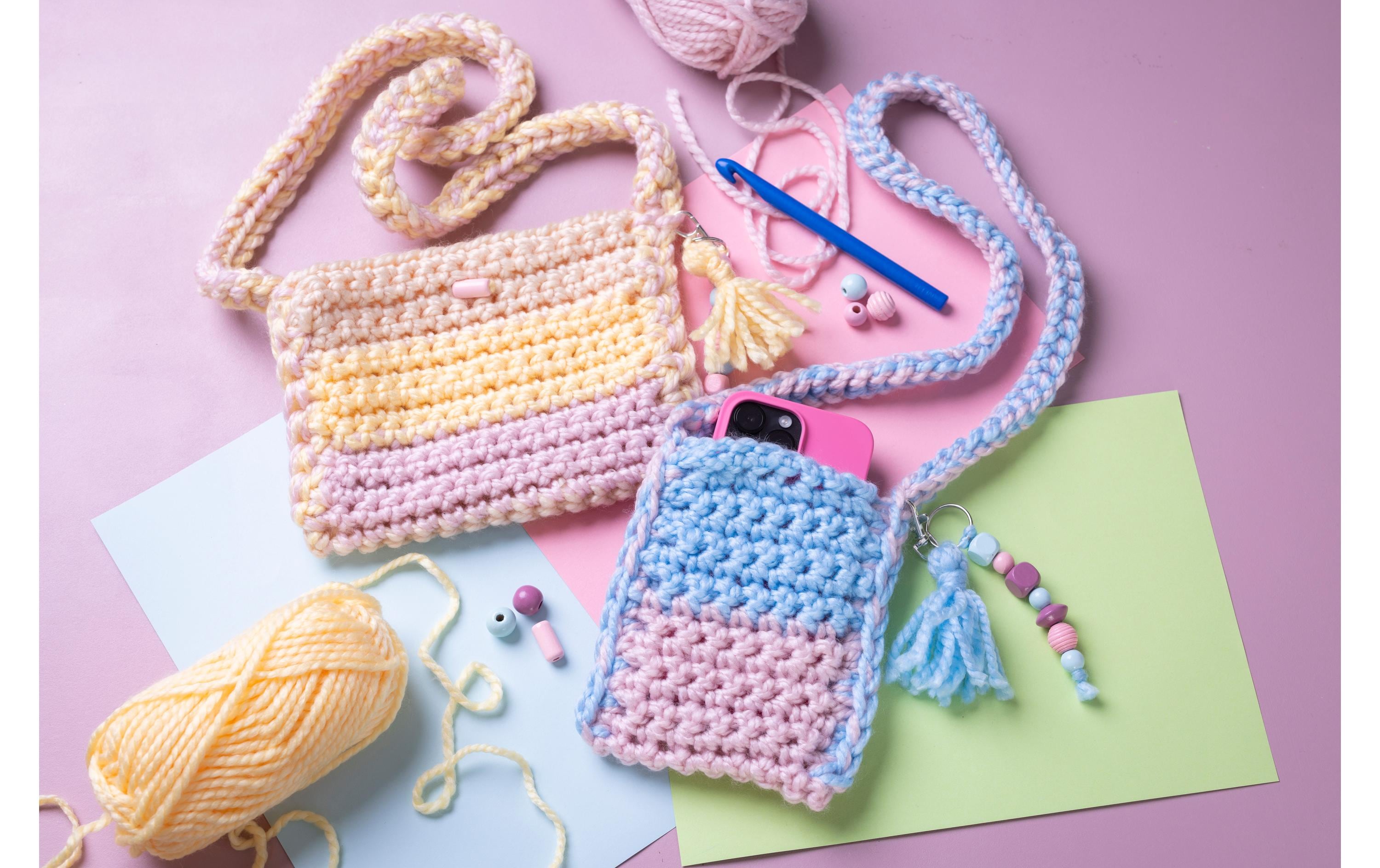 Creativ Company Bastelset Häkeln Taschen Sortierte Farben