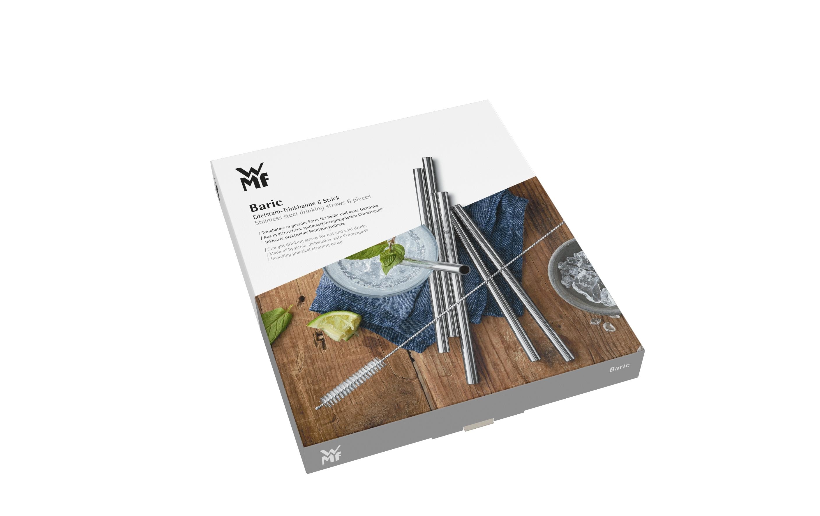 WMF Strohhalm Baric 18 cm gerade, 6 Stück, Silber