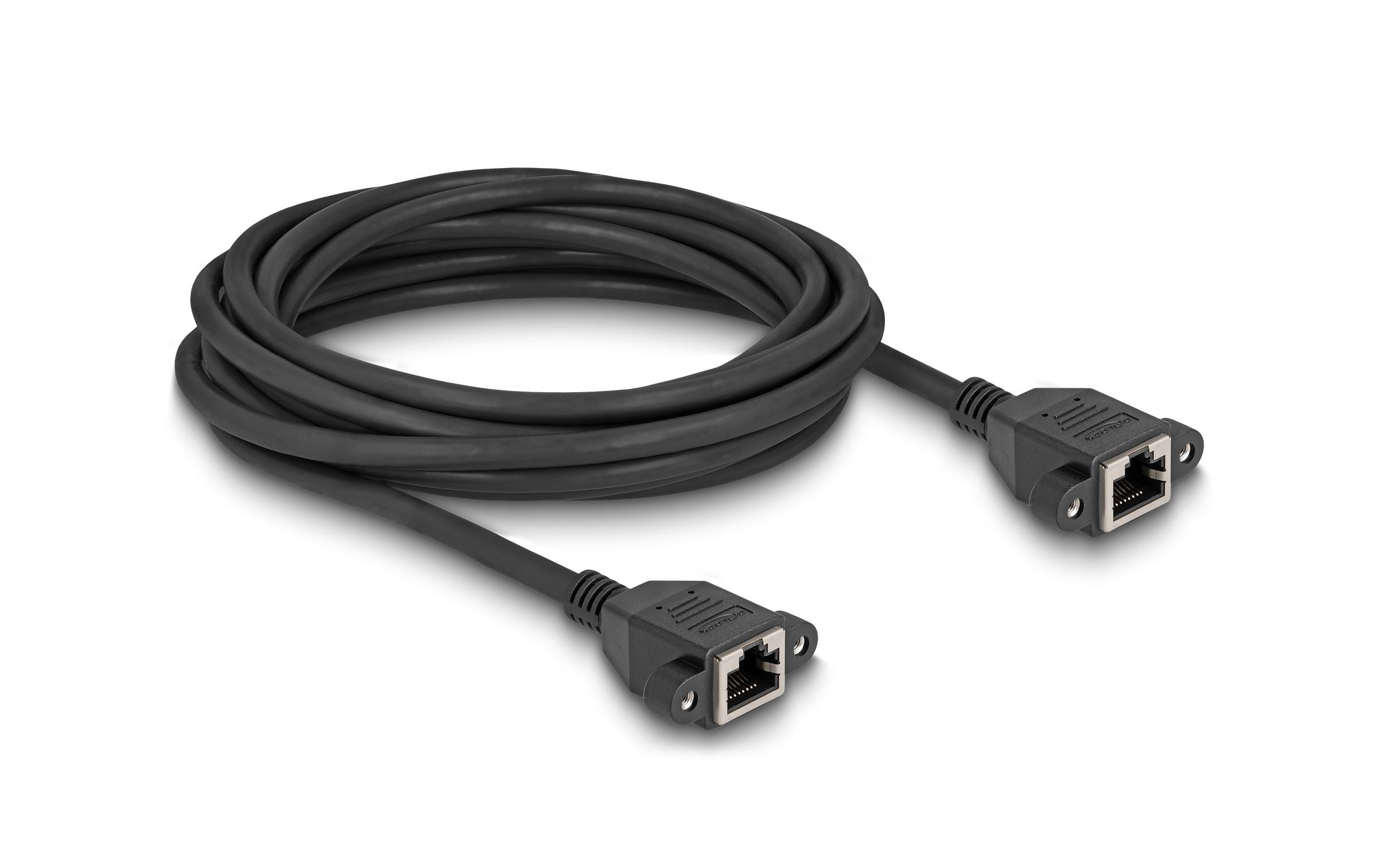 Delock Patchkabel Verlängerungskabel Cat 6A, S/FTP, 5 m, Schwarz