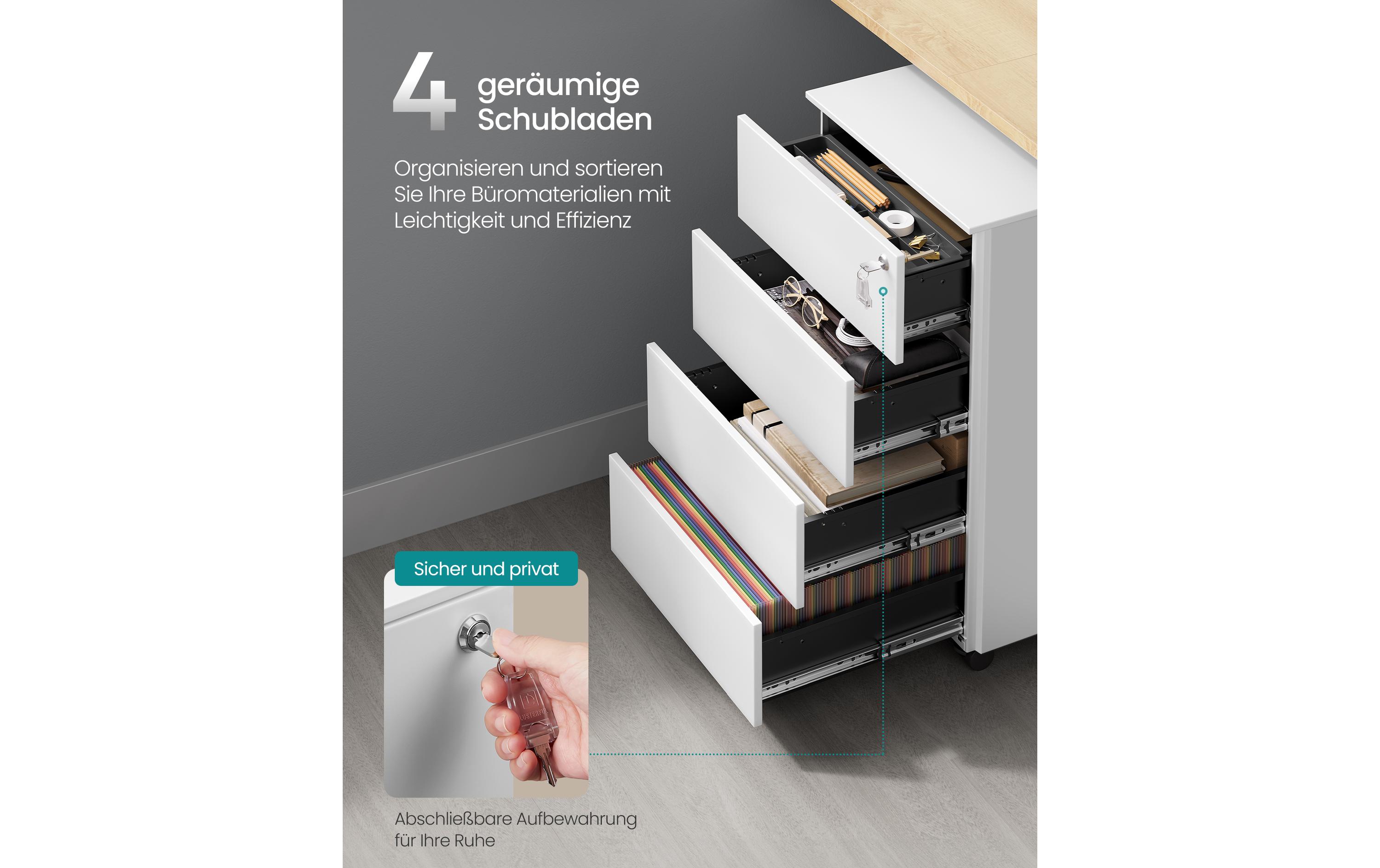 Songmics Multifunktionswagen mit 4 Schubladen Weiss