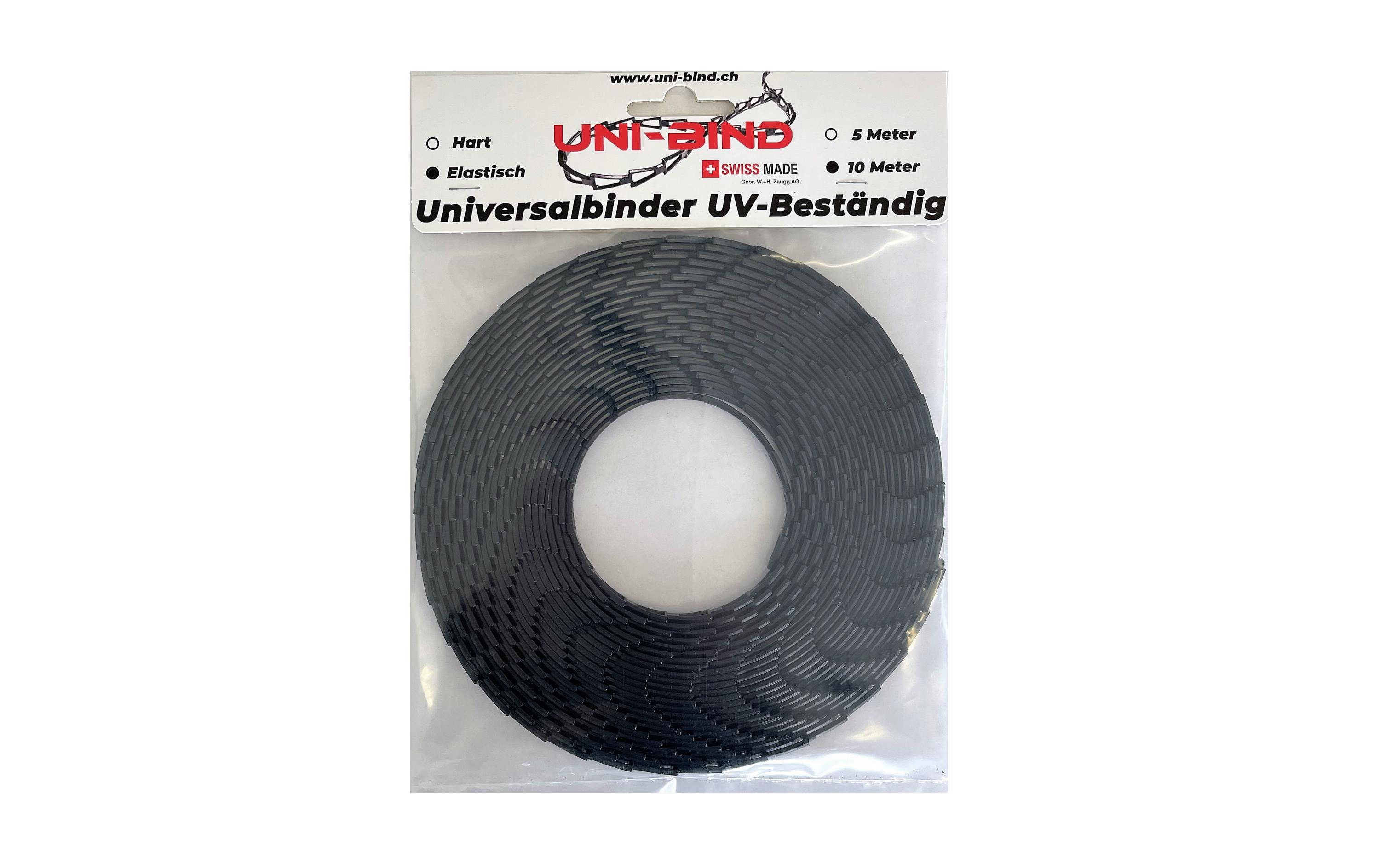 UNI-BIND Kabelbinder Mittel, elastisch 10 m, Schwarz