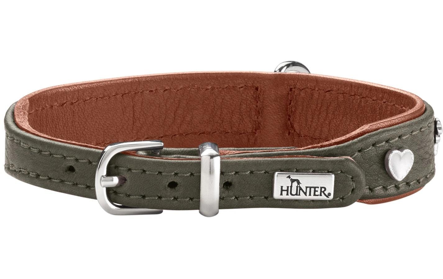 Hunter Halsband München Mini 27/XXS-XS, Rindsleder, Grün/Cognac Hunter Halsband München Mini 27/XXS-XS, Rindsleder, Grün/Cognac