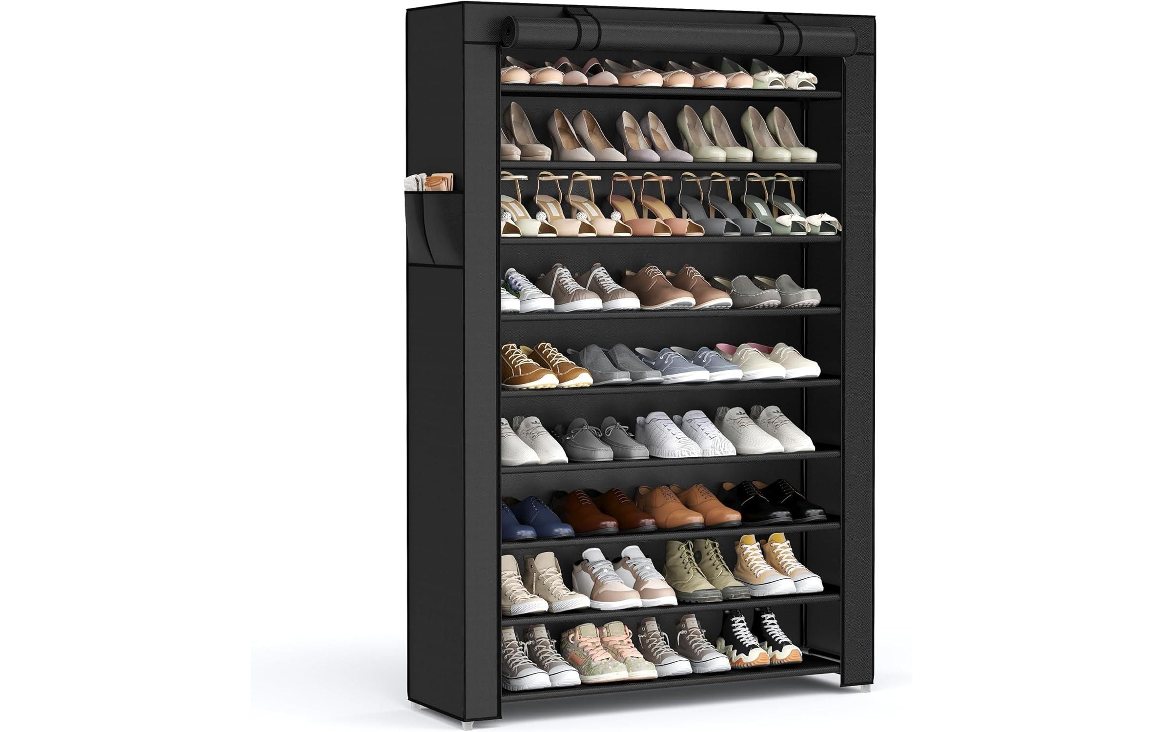 Songmics Schuhregal 85 x 28 x 162 cm, Schwarz