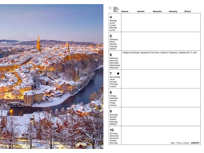Calendaria Schweizer Foto-Almanach Geschäftsagenda, A5, 2027