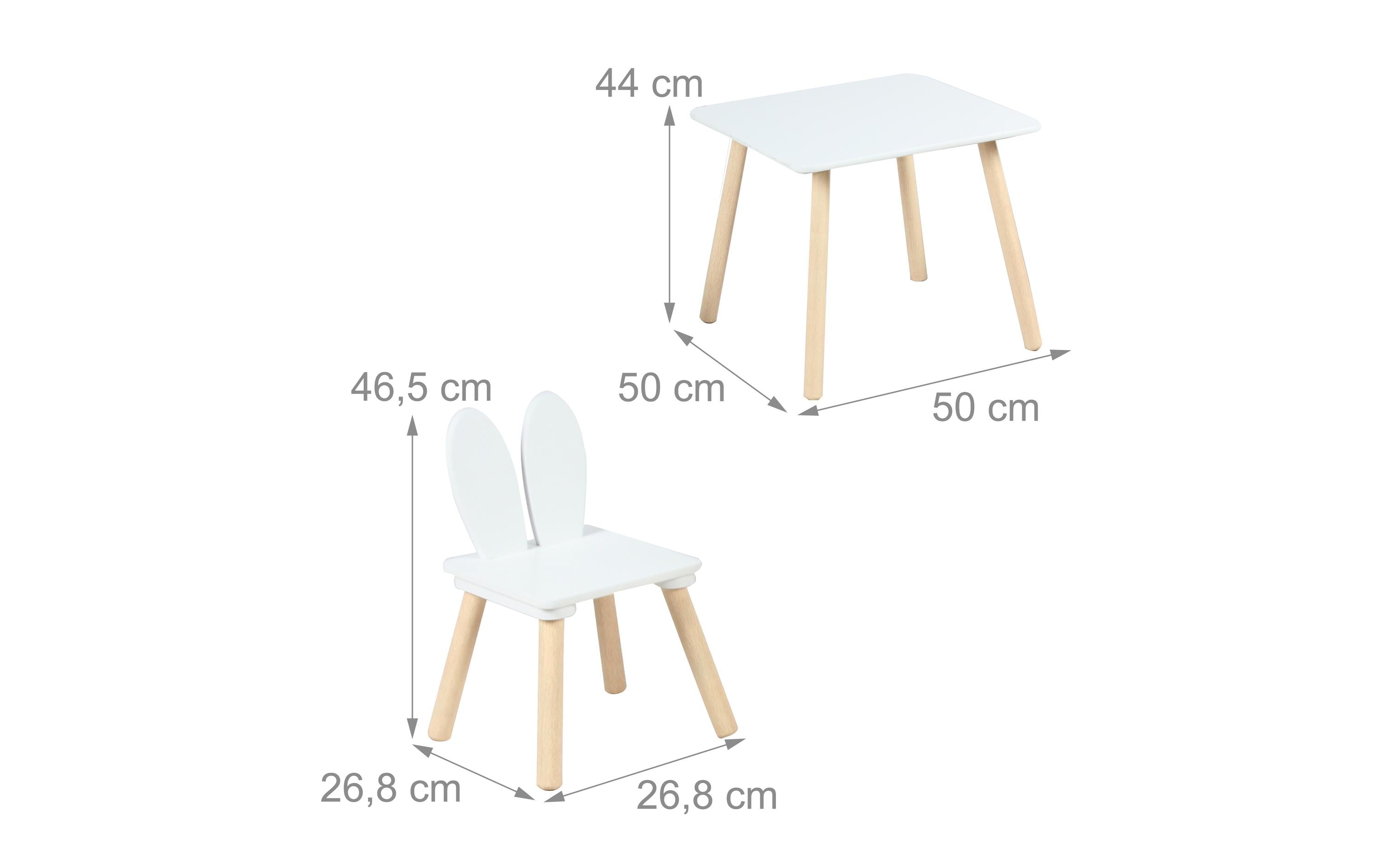 relaxdays Kindersitzgruppe Kaninchenohren Hellbraun; Weiss
