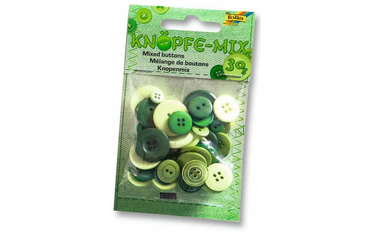 Folia Knöpfe-Mix Ton in Ton, Grün Folia Knöpfe-Mix Ton in Ton, Grün