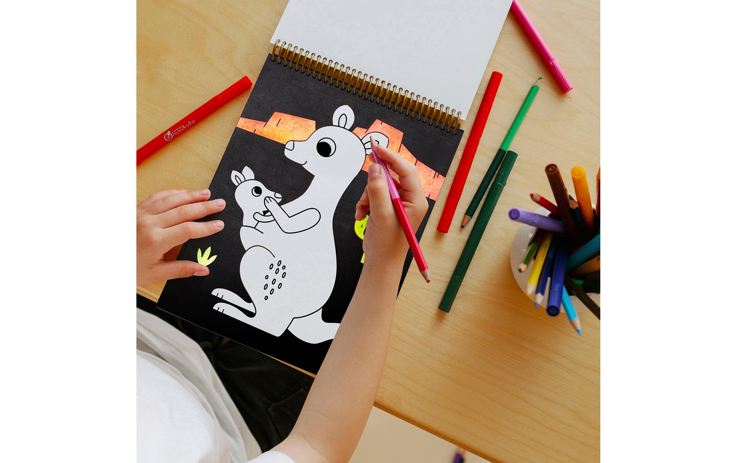 Avenue Mandarine Zeichenblock Graffy Black Tiere