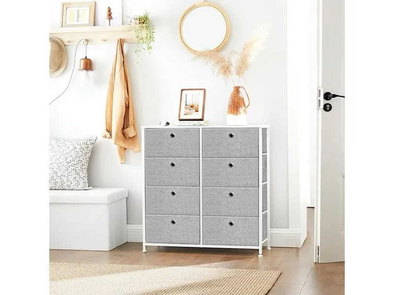 Songmics Kommode mit acht Schubladen 30 x 81.5 cm, Weiss/Grau Songmics Kommode mit acht Schubladen 30 x 81.5 cm, Weiss/Grau