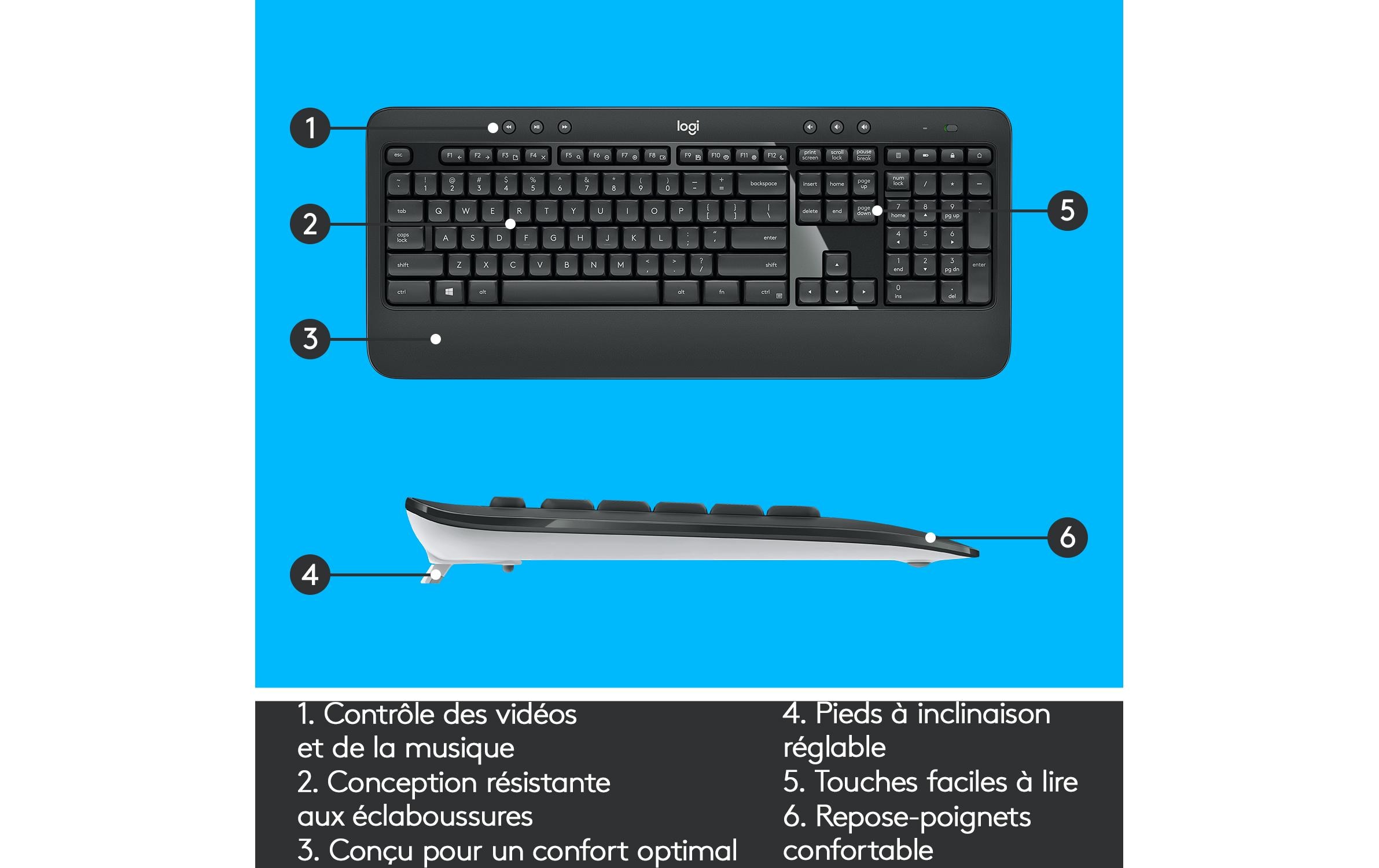 Logitech Tastatur-Maus-Set MK540 Advanced CH-Layout, für Windows