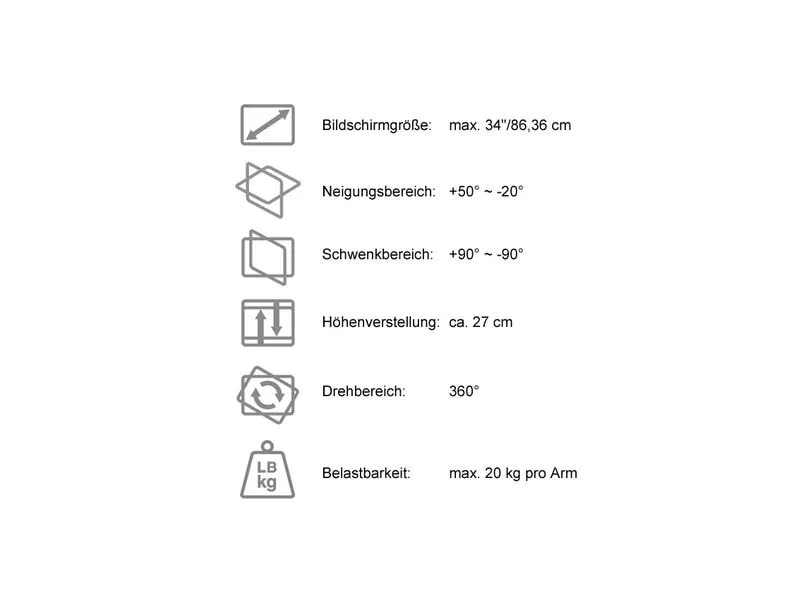 LC-Power Tischhalterung LC-EQ-A34B-D bis 20 kg – Schwarz LC-Power Tischhalterung LC-EQ-A34B-D bis 20 kg – Schwarz