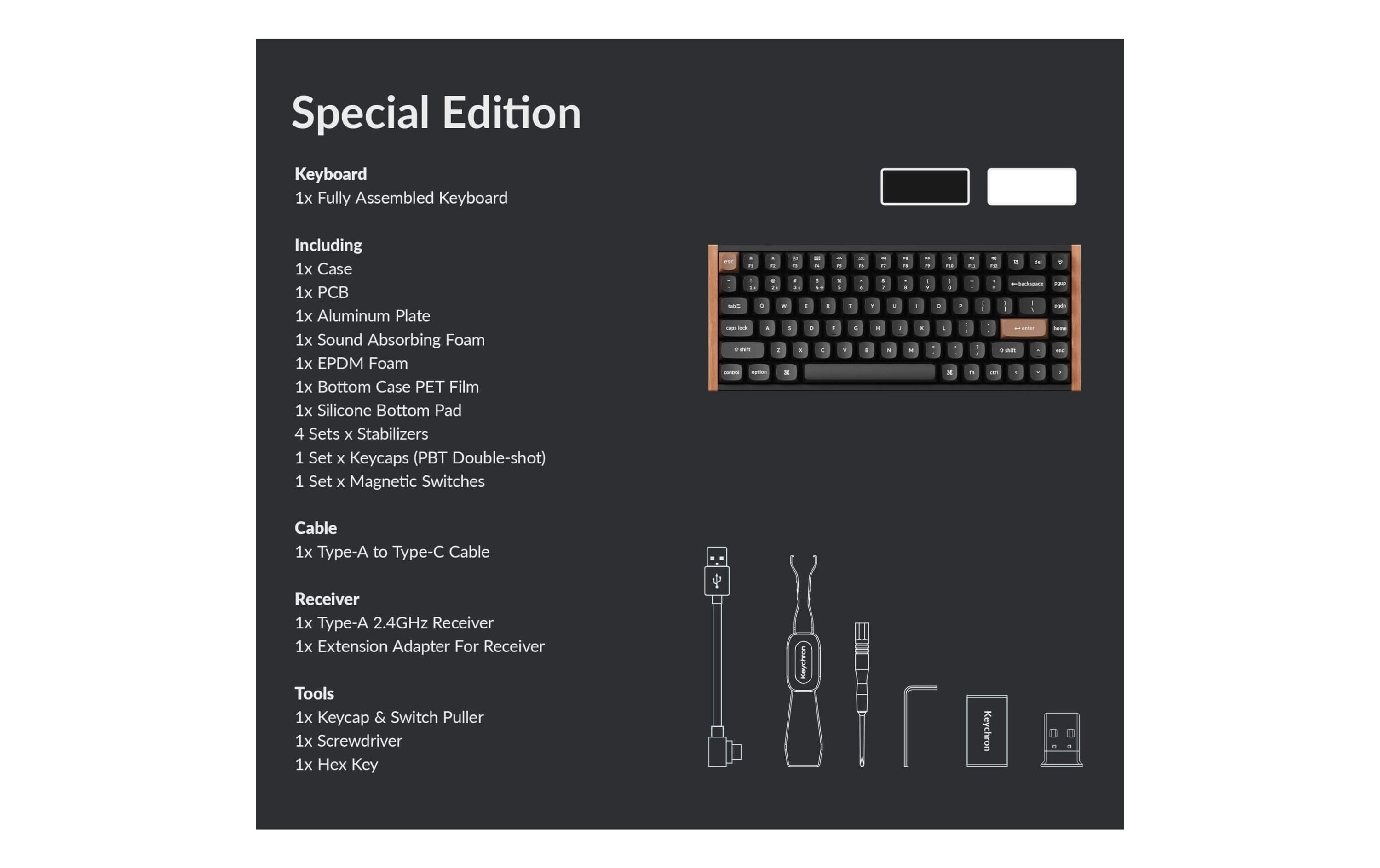 Keychron Gaming-Tastatur K2 HE Black Wood Magnetic Switch