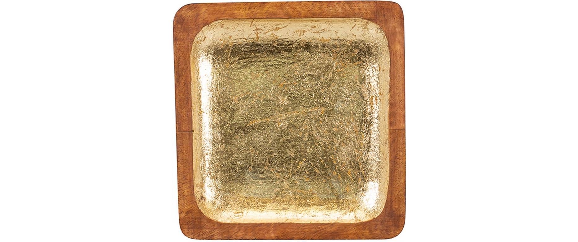 Kadastar Servierplatte Shine 18 x 18 cm, Braun/Gold