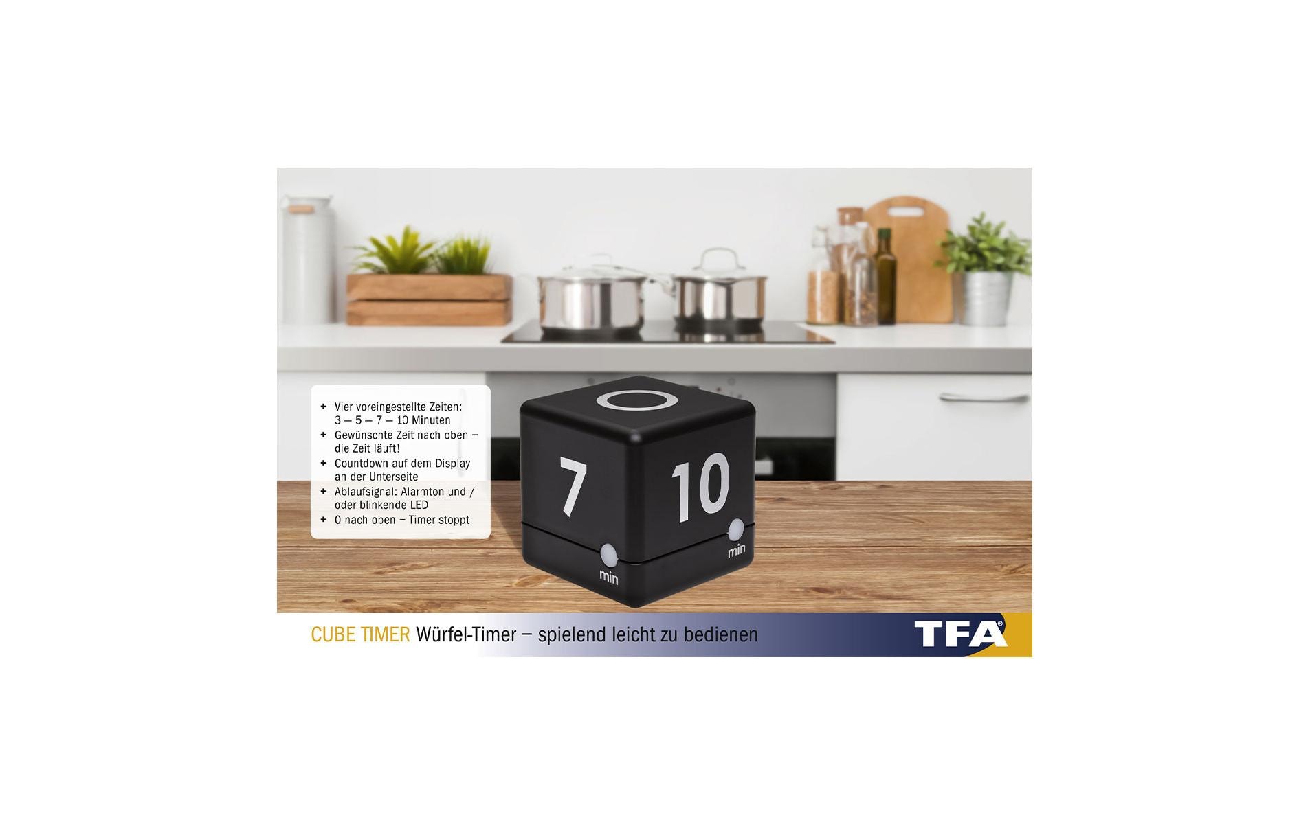 TFA Dostmann Küchentimer Cube Schwarz