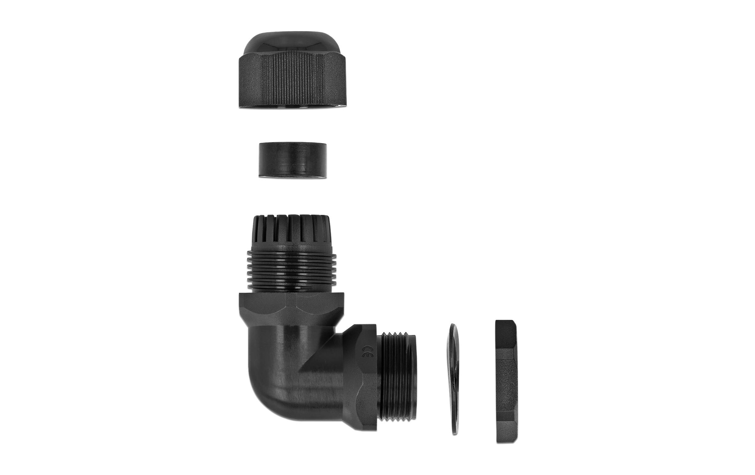 Delock Kabelverschraubung PG11, 22 mm 90° gewinkelt