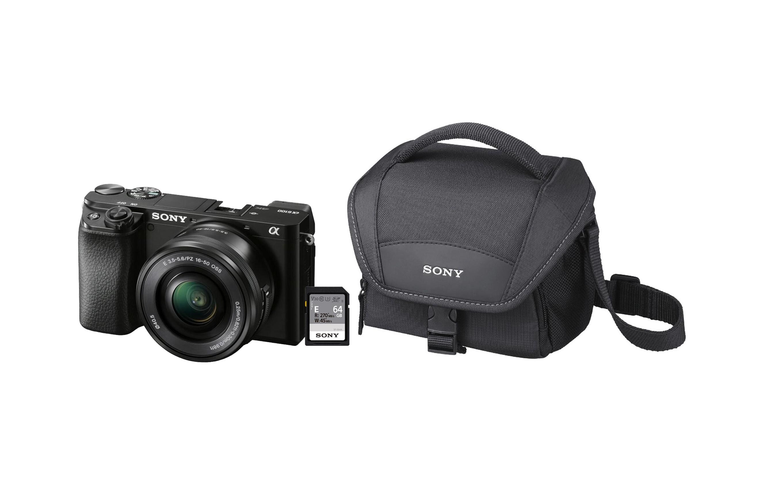 Sony Fotokamera Alpha 6100 16-50mm LCS-U11 SDXC Card Kit Schwarz