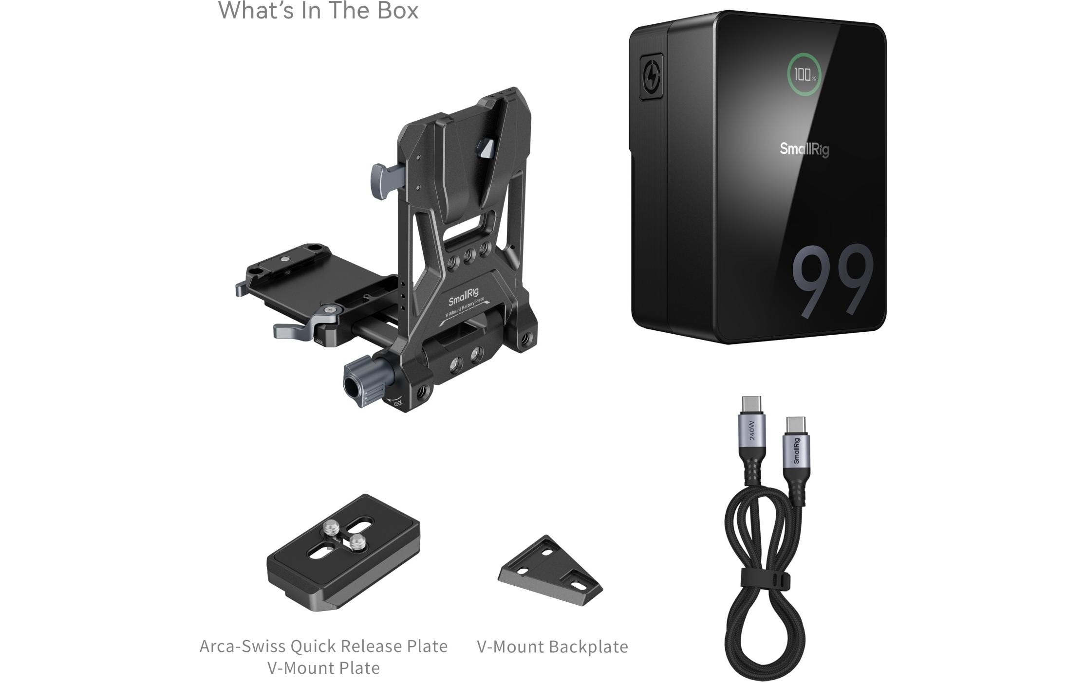 Smallrig Videokamera-Akku VB99 Pro Kit V-Mount-Akkuplatte