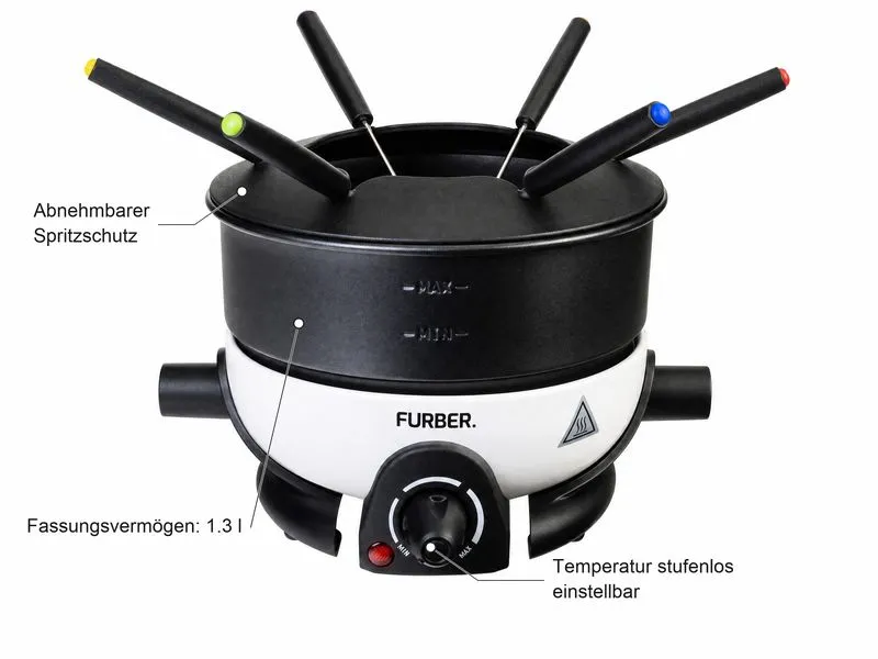 FURBER Fondue-Set Alpy 9 Teile, Schwarz/Weiss FURBER Fondue-Set Alpy 9 Teile, Schwarz/Weiss