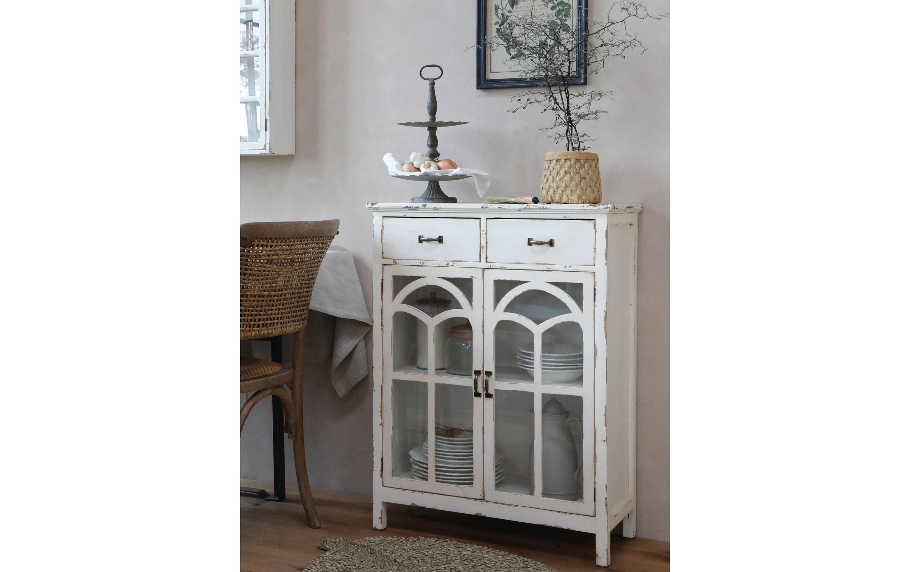 Chic Antique Kommode 32 cm x 92 cm, Crème