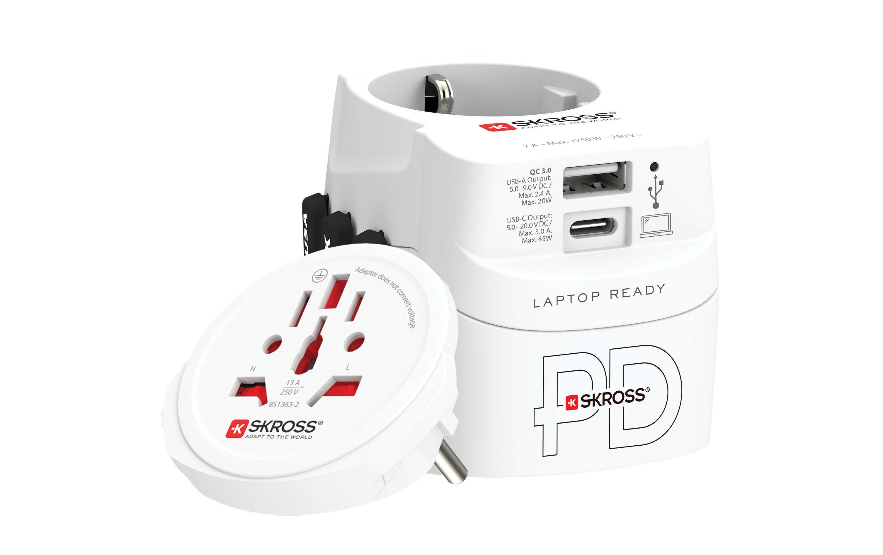 SKROSS Reiseadapter Pro Light, 1 x USB-A und C