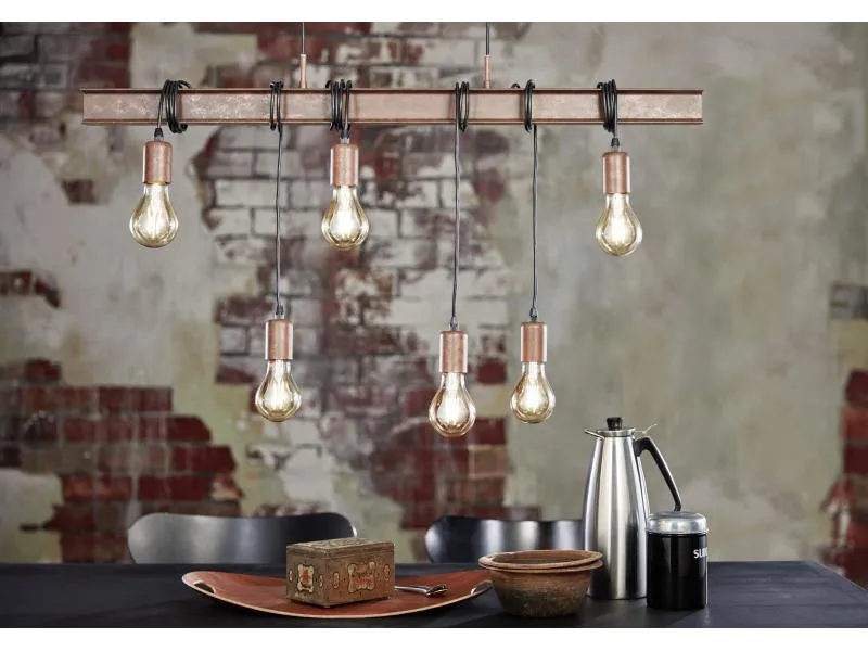 EGLO Leuchten Pendelleuchte TOWNSHEND 4 6x E27 Antik-Braun EGLO Leuchten Pendelleuchte TOWNSHEND 4 6x E27 Antik-Braun