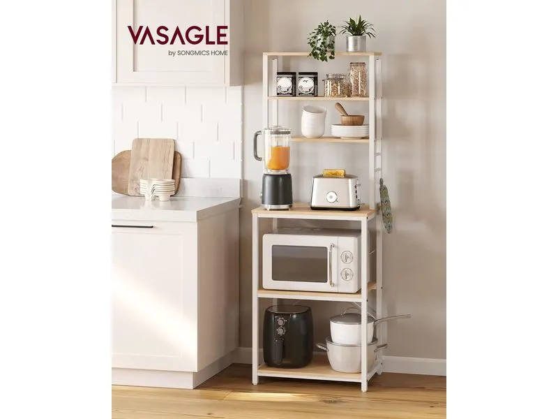 VASAGLE Küchenregal mit 6 Haken Weiss VASAGLE Küchenregal mit 6 Haken Weiss