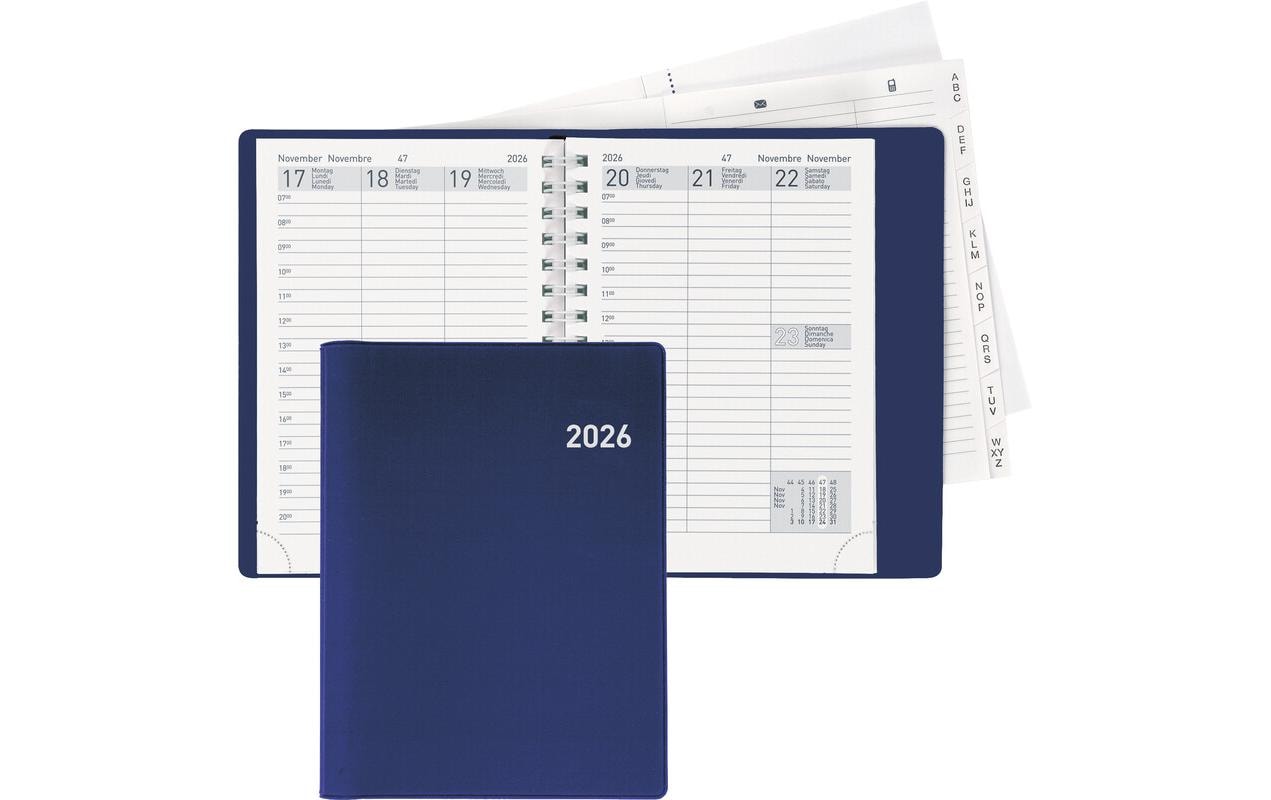 Biella Geschäftsagenda Rex Wire-O Blau, 10 x 14 cm