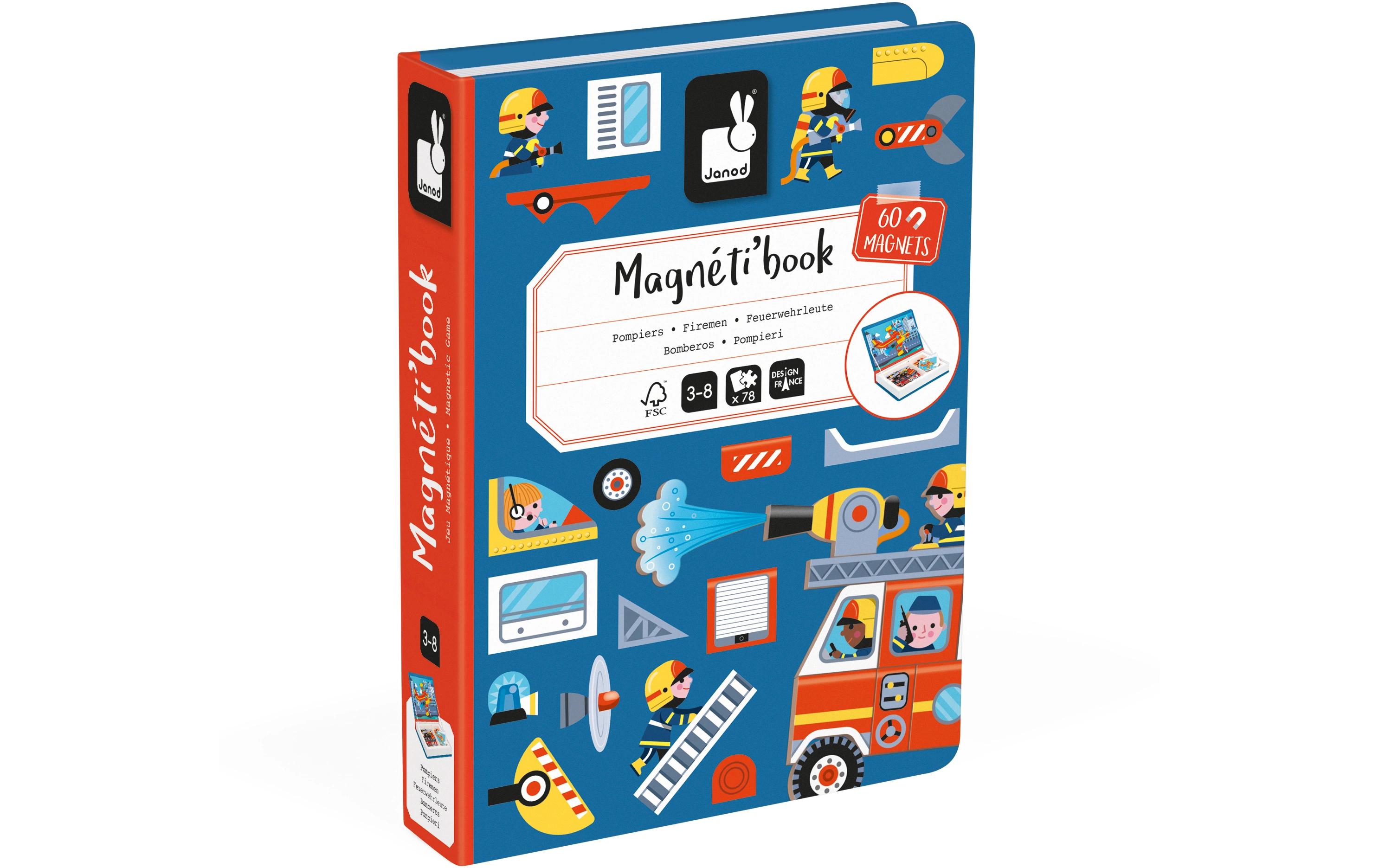 Janod Beschäftigungsspielzeug Magnetbuch Feuerwehr